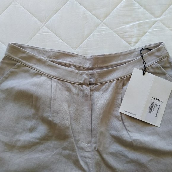 Cotton/Linen cropped pants , lightweight slacks, NWT made in Italy - Picture 2 of 5